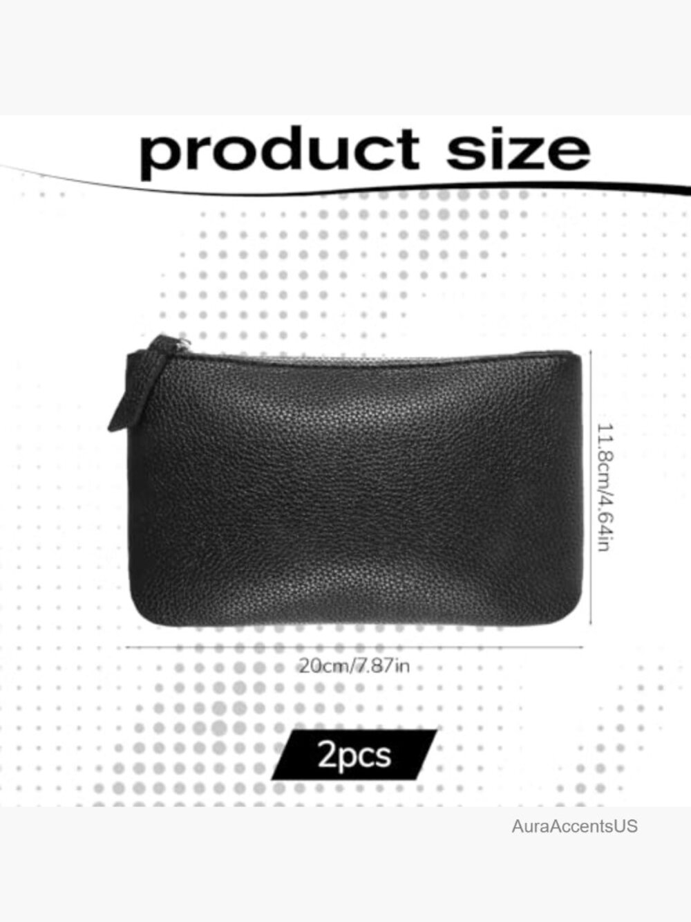 Faux Leather Cosmetic Bag Set, 2 Pack Travel Makeup Pouch Organizer Case - Picture 3 of 7